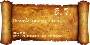 Bozmánszky Tina névjegykártya